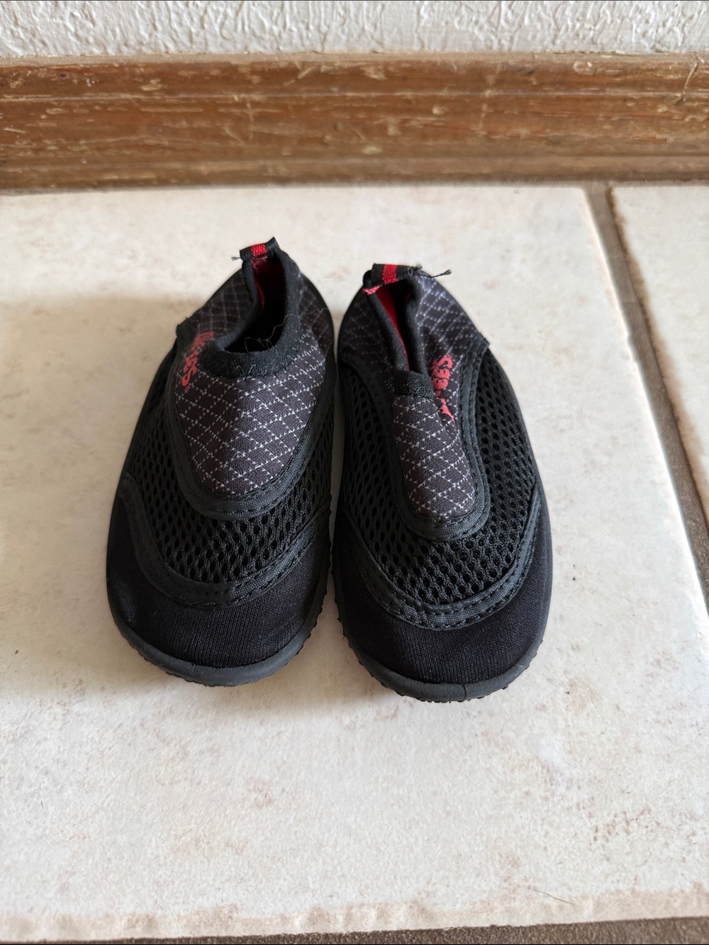 Buc-ees Black Slip-On Mesh Water Shoes for kids